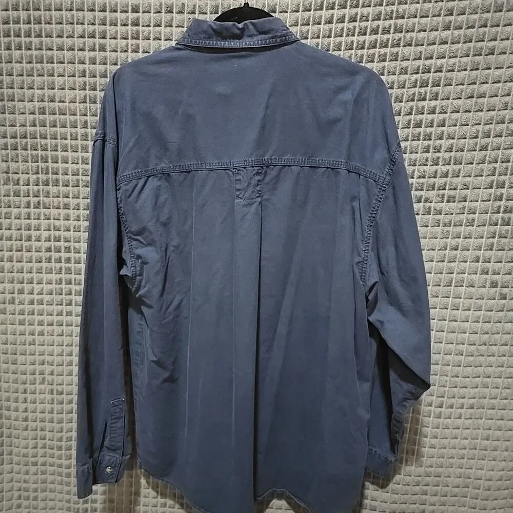 Cotton Canvas Work Shirt Mens XL Saugatuck Heavy Button Collared Long Sleeve VTG - Picture 10 of 11